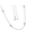 Gargantilha AG Coracoes Macicos 3 Lisos 4 Diamantados - G3 - 6mm x 600mm - 3.93gr