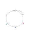 Pulseira AG Cartie p/ 5 Pedras Coloridas - G5 - 6mm x 200mm - 1.62gr
