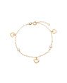 Pulseira p/ 3 Coracoes Vaz Borda Estampada c/ 2 Perolas 5mm - CS - 11mm x 200mm - 1.73gr