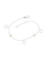 Pulseira AG p/ 3 Coracoes Vaz Borda Estampada c/ 2 Perolas 5mm - G3 - 11mm x 200mm - 2.12gr