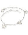 Pulseira AG c/ 3 Borboletas 10x7.5mm Diamantadas  - G3 - 9mm x 200mm - 1.97gr