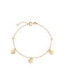 Pulseira Cartie/Cadeado c/ 3 Coracoes Dobradura  - CE - 10mm x 200mm - 1.70gr
