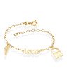 Pulseira p/ Love Coracao c/ Chave/Cadeado Macicos  - CE - 18mm x 200mm - 2.34gr