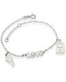 Pulseira AG p/ Love Coracao c/ Chave/Cadeado Macicos  - G3 - 18mm x 200mm - 2.74gr
