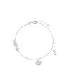 Pulseira AG Love Borda Bolinha p/ Coracao c/ Borda e Detalhes/ Flecha  - G3 - 10mm x 200mm - 1.94gr