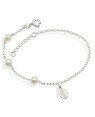 Pulseira AG p/ 3 Perolas 5mm c/ Buzio Macico 8mm  - G3 - 12mm x 200mm - 1.60gr