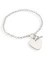 Pulseira AG Elo Portugues c/ Coracao 19mm Liso  - G3 - 19mm x 180mm - 4.12gr