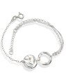 Pulseira AG p/ 2 Redondos Textura Organica c/ Corrente Dupla  - G3 - 13mm x 200mm - 2.70gr