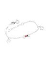 Pulseira AG Ossinho "I Coracao Pata" c/ 2 Patinhas Vaz (Preto/Vermelho)   - G5 - 10mm x 140mm - 1.54gr