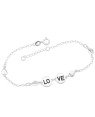 Pulseira AG p/ 2 Redondos "Lo" "Ve" c/ Coracoes Macicos Lisos  - G3 - 8mm x 200mm - 2.89gr