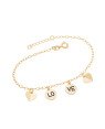 Pulseira p/ Redondo "Lo" "Ve" c/ 2 Coracoes Dobradura  - CS - 11mm x 200mm - 2.41gr