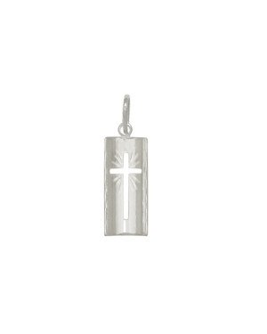 Pingente Placa com Cruz Vazada - G1 - 9mm x 28mm - 1.15gr