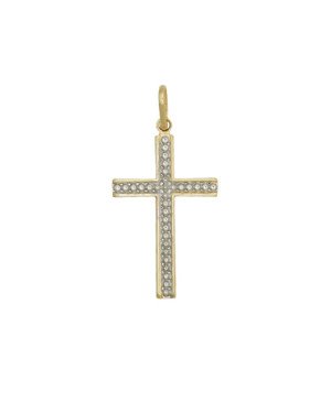 Pingente Cruz Estampada Bolinha Borda Lisa - 00 - 16mm x 34mm - 0.81gr