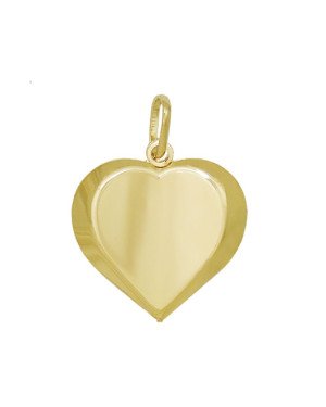 Pingente Coracao Duplo Abaulado Liso com Borda - 00 - 26mm x 38mm - 3.79gr