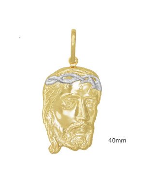 Pingente Face Cristo de Frente Macico 40mm c/ Rodio - 00 - 27mm x 58mm - 6.43gr