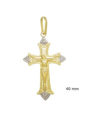 Pingente Cruz Portuguesa c/ Cristo 40mm c/ Rodio - 00 - 28mm x 52mm - 3.25gr