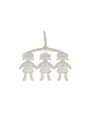 Pingente AG Canga c/ 3 Meninas - G1 - 30mm x 27mm - 2.27gr