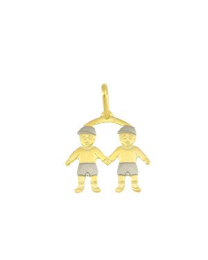 Pingente Canga c/ 2 Meninos (Rodio) - 00 - 20mm x 25mm - 0.93gr