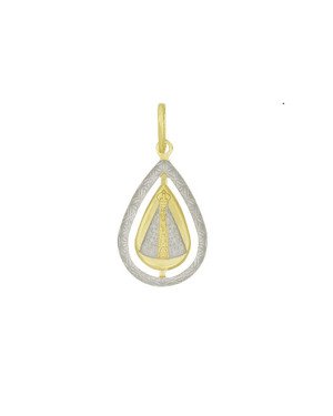 Pingente Gota Vaz c/ N.S Aparecida 20mm c/ Rodio - 00 - 14mm x 1mm - 0.90gr