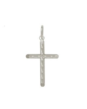 Pingente AG Cruz c/ Navete no Centro 28mm - G1 - 19mm x 36mm - 1.17gr