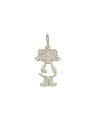 Pingente AG Menina Vestido Vazado 20mm  - G1 - 13mm x 28mm - 1.28gr