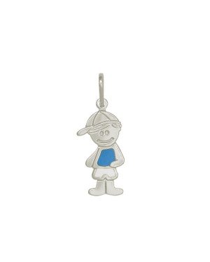 Pingente AG Menino Estampado 20mm c/ Resina (azul e branco) - G5 - 10mm x 28mm - 1.30gr