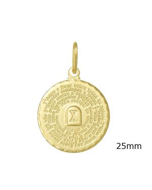 Pingente Medalha Oracao c/ 10 Mandamentos e Simbolo - 00 - 25mm x 34mm - 1.83gr