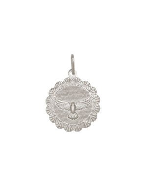 Pingente AG Espirito Santo 20mm c/ Borda Diamantada - G1 - 20mm x 30mm - 2.78gr