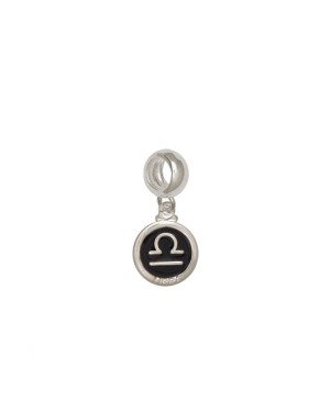 Pingente AG Berloque Redondo 11mm Signo Libra c/ Resina - G5 - 11mm x 23mm - 1.58gr