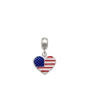 Pingente Prata (Berloque) Bandeira do Estados Unidos c/ Resina - G5 - 12mm x 21mm - 1.34gr