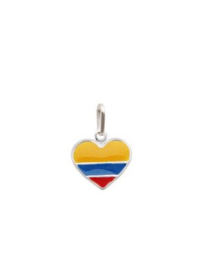 Pingente AG Coracao 12mm Bandeira "Colombia" (Resina) - G5 - 12mm x 17mm - 0.79gr