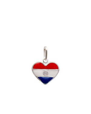 Pingente AG Coracao 12mm Bandeira "Paraguai" (Resina) - G5 - 12mm x 17mm - 0.82gr