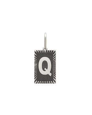 Pingente AG Retangulo Letra Q Borda Diamantada (Envelhecido) - G1 - 13mm x 30mm - 2.28gr
