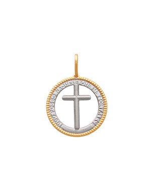Pingente Medalha Vaz c/ Cruz (Rodio) - 00 - 20mm x 27mm - 1.20gr