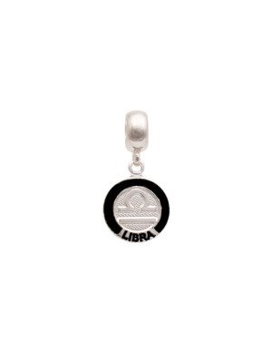 Pingente AG Berloque Redondo Reticulado Signo Libra  (Resina) - G5 - 12mm x 25mm - 1.54gr