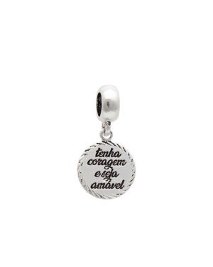 Pingente AG Berloque Envelhecido Tenha Coragem e Seja Amavel  - G5 - 12mm x 25mm - 1.69gr