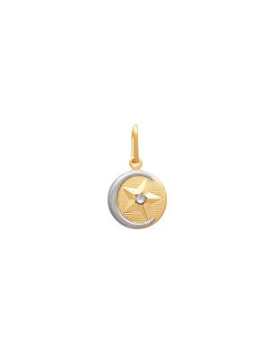 Pingente Lua e Estrela c/ Pedra Chaton (Rodio) - 00 - 12mm x 21mm - 0.85gr