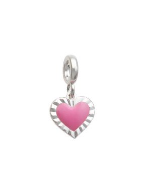 Pingente AG Berloque Coracao Borda Diamantada p/ Resina - G5 - 11mm x 20mm - 1.16gr