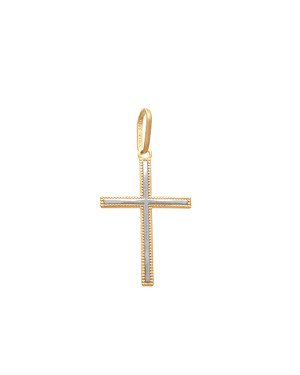 Pingente Cruz Bordas Reticuladas (Rodio) - 00 - 16mm x 31mm - 0.60gr