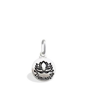 Pingente AG Medalha Flor de Lotus "Iluminacao" - G3 - 11mm x 19mm - 0.90gr