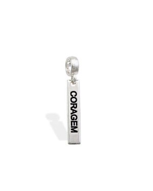 Pingente AG Berloque Placa "Coragem" - G5 - 4mm x 28mm - 1.26gr