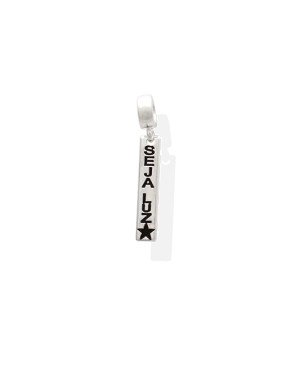 Pingente AG Berloque Placa "Seja Luz" c/ Estrela  - G5 - 4mm x 26mm - 1.30gr