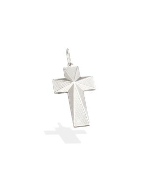 Pingente AG Cruz 35mm Facetada Reticulada  - G1 - 22mm x 46mm - 3.61gr
