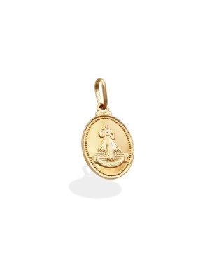 Pingente Oval Jesus Misericordioso Frente / Verso Cruz  - 00 - 12mm x 23mm - 1.14gr