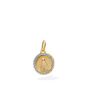Pingente Oracao Ave Maria p/ N. Sra. Aparecida e Red Strass - 00 - 15mm x 24mm - 2.10gr