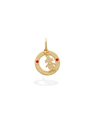 Pingente Redondo Vaz "Mae: Amor Eterno" c/ Menina - 00 - 15mm x 23mm - 1.22gr