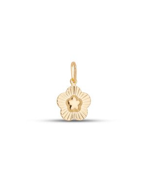 Pingente Flor 13mm Centro Abaulado Borda Diamantada - 00 - 13mm x 23mm - 0.93gr