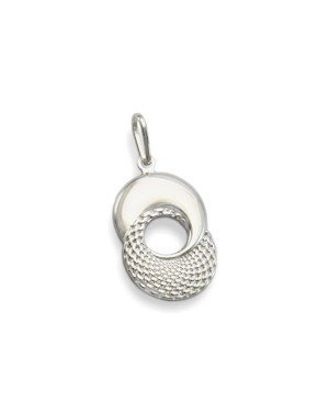 Pingente AG Dois Redondo 20mm Meio Vazado 1 Liso 1 Estampado - G1 - 14mm x 29mm - 1.14gr