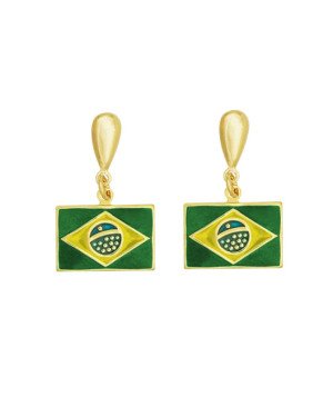 Brinco Bandeira Brasil com Resina - 00 - 15mm x 25mm - 2.54gr