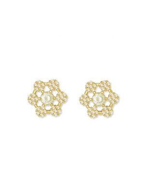 Brinco Fundicao - 74 Zirconia - Redondo c/ 6 Flores 14mm - 00 - 14mm x 14mm - 3.02gr